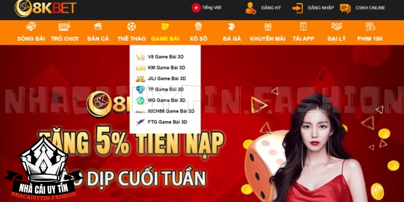 Giao diện chơi game hấp dẫn của 8KBET