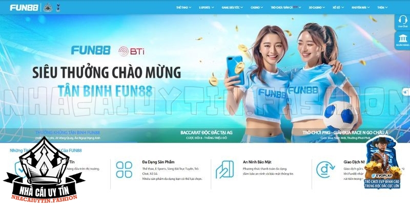 Giao diện thiết kế ấn tượng của Fun88 